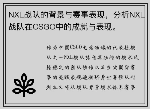NXL战队的背景与赛事表现，分析NXL战队在CSGO中的成就与表现。