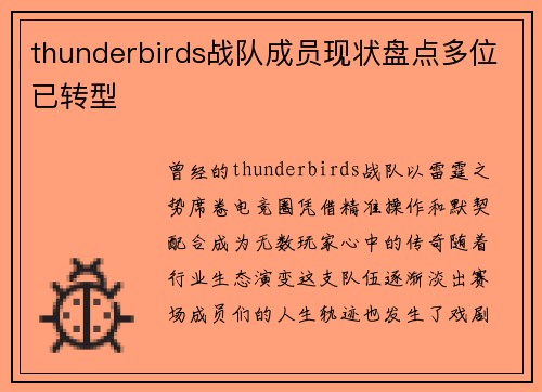 thunderbirds战队成员现状盘点多位已转型